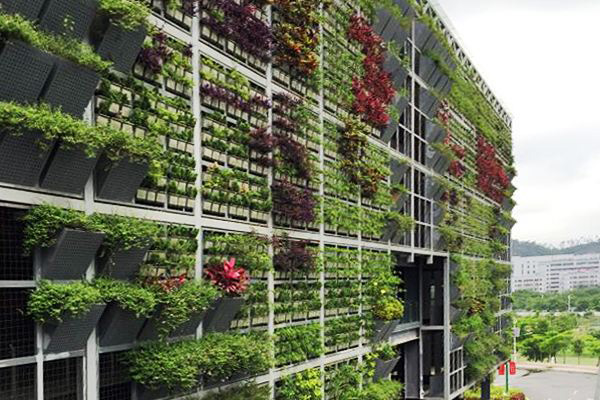 Use less glass curtain wall and more wall greening
